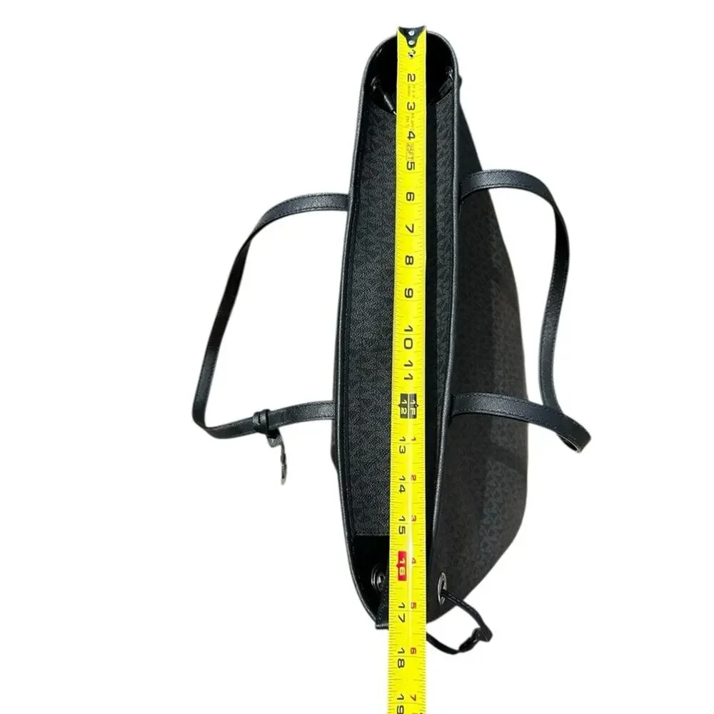 Michael Kors Black MK Logo Jet Set Travel Tote - Picture 9 of 12